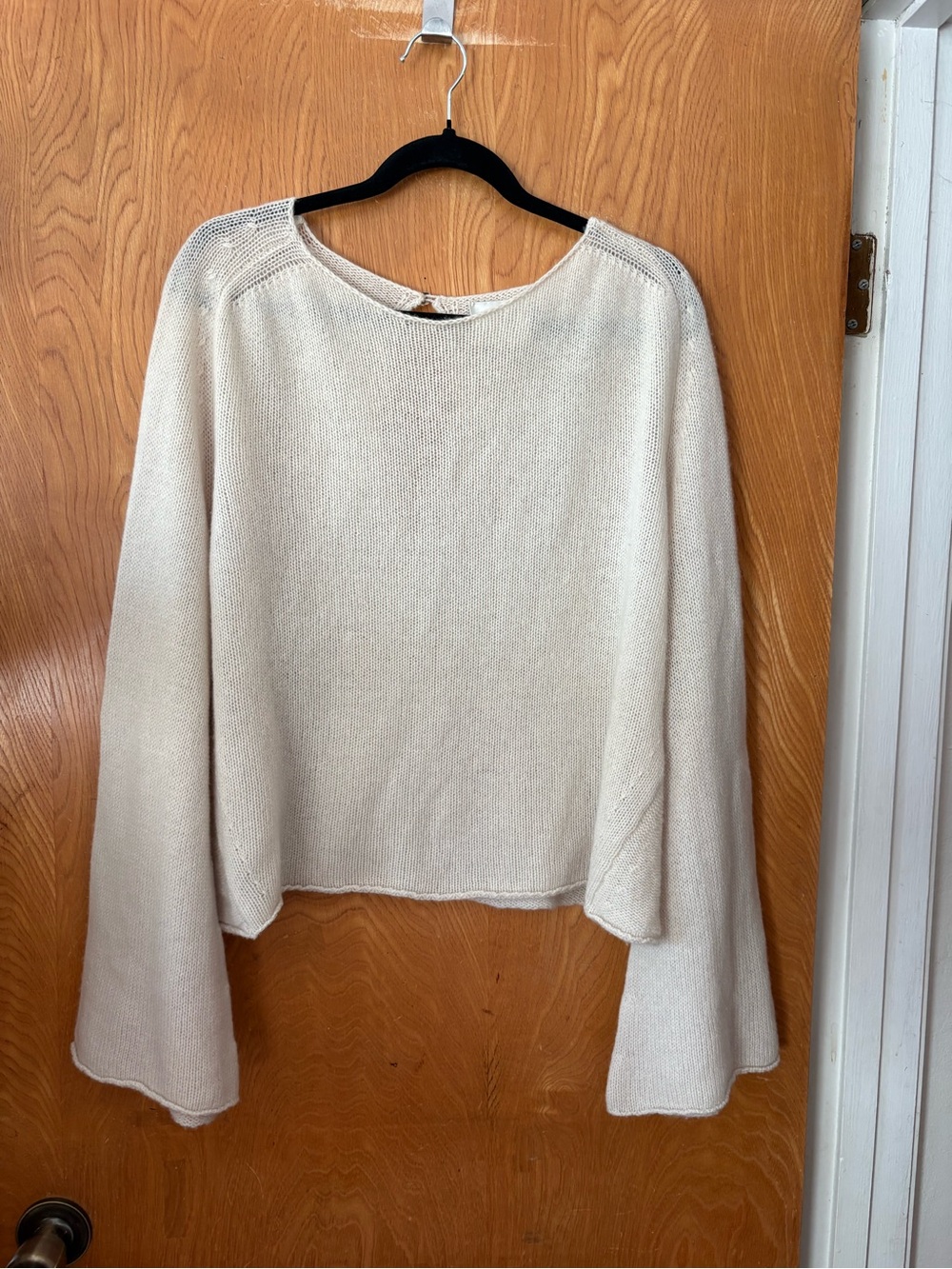 Giada Forte Cream cashmere Knit Bell Sleeve Sweater L